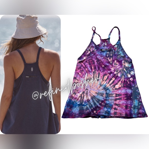 Free People Movement Hot Shot Mini Romper size XS NEW Blue Indigo Tie Dye - Picture 2 of 7